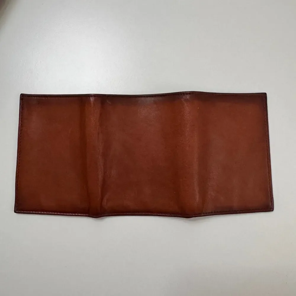 VINTAGE L'Aiglon Paris New York Antelope Leather Trifold Wallet Cognac Brown